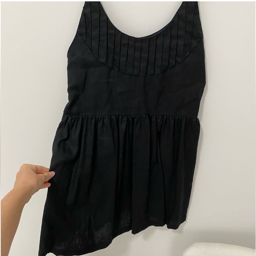 Posse Black Linen Baby Doll Mini Slip Dress~XS